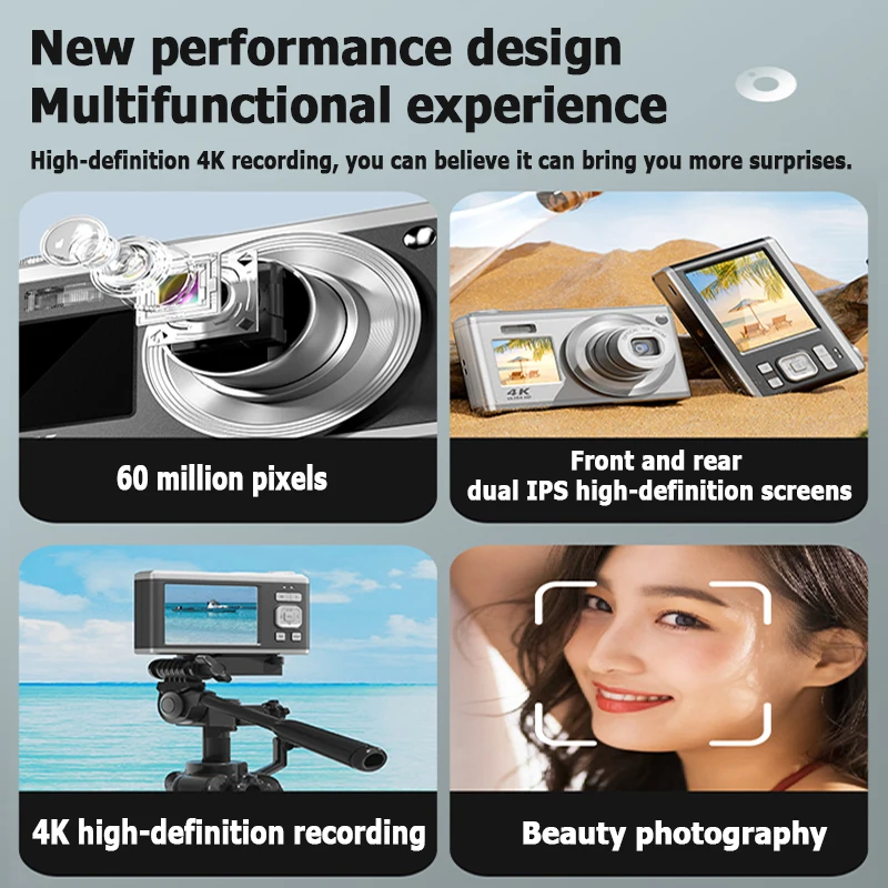 C23 4K Telescopic Lens High-Definition Dual Screen Digital Camera 16x Optical Zoom Waterproof Camera Selfie Beauty Home Camera