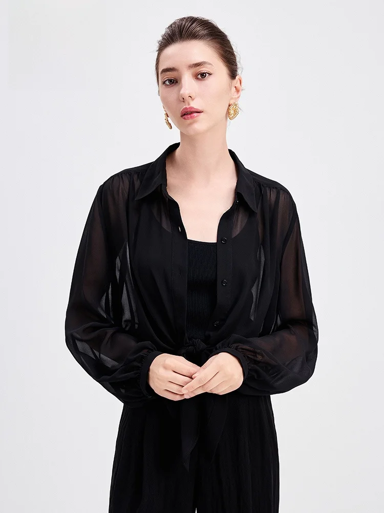 

Navigare Loose Chiffon irt Women's Spring Summer New Thin Faion Long Sve irt Commute Sle Regular Length Polyester ...