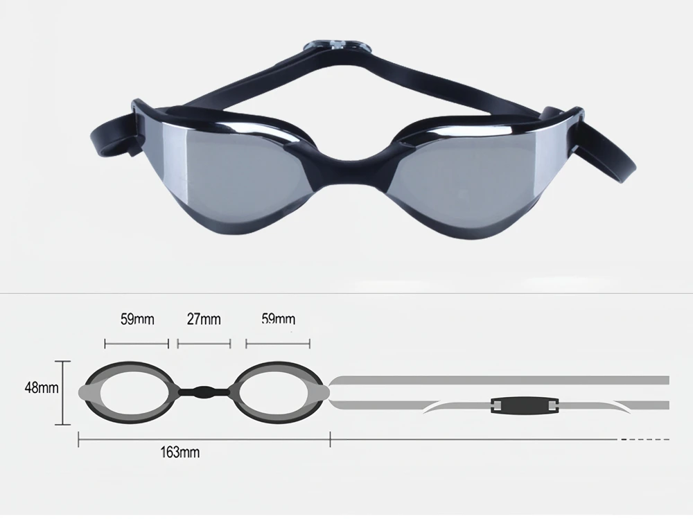 Professionelle Anti-Beschlag-Schwimmbrille, Schwimmbrille, galvanisiert, wasserdichtes Silikon, Lunettes De Natation Professionnel – Detail 1