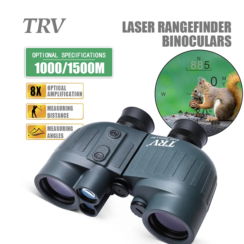 TRV 8X40 1000/1500M Laser Rangefinder Binoculars for Hunting Long Range Distance Binoculars HD Telescopes Range Finder Hunting