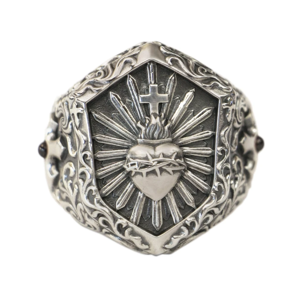 Thorn Heart Cross Sword Biker Rock Ring 925 Sterling Silver Jewelry TA460 US Size 8~15