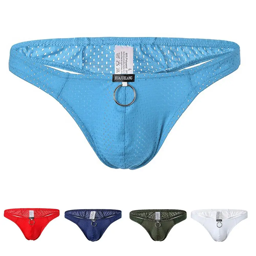 

Men Ice Silk Mesh Solid Color Breathable Pouch Hollow Soft Underwear For Men Underpant See Through Panties Gay Sissy Pouch Thong