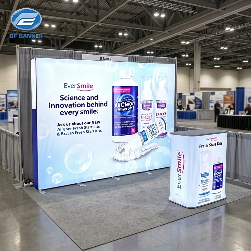 High Resolution Foldable Detachable Double Sided Illuminated Pop up Backdrop for Exhibition