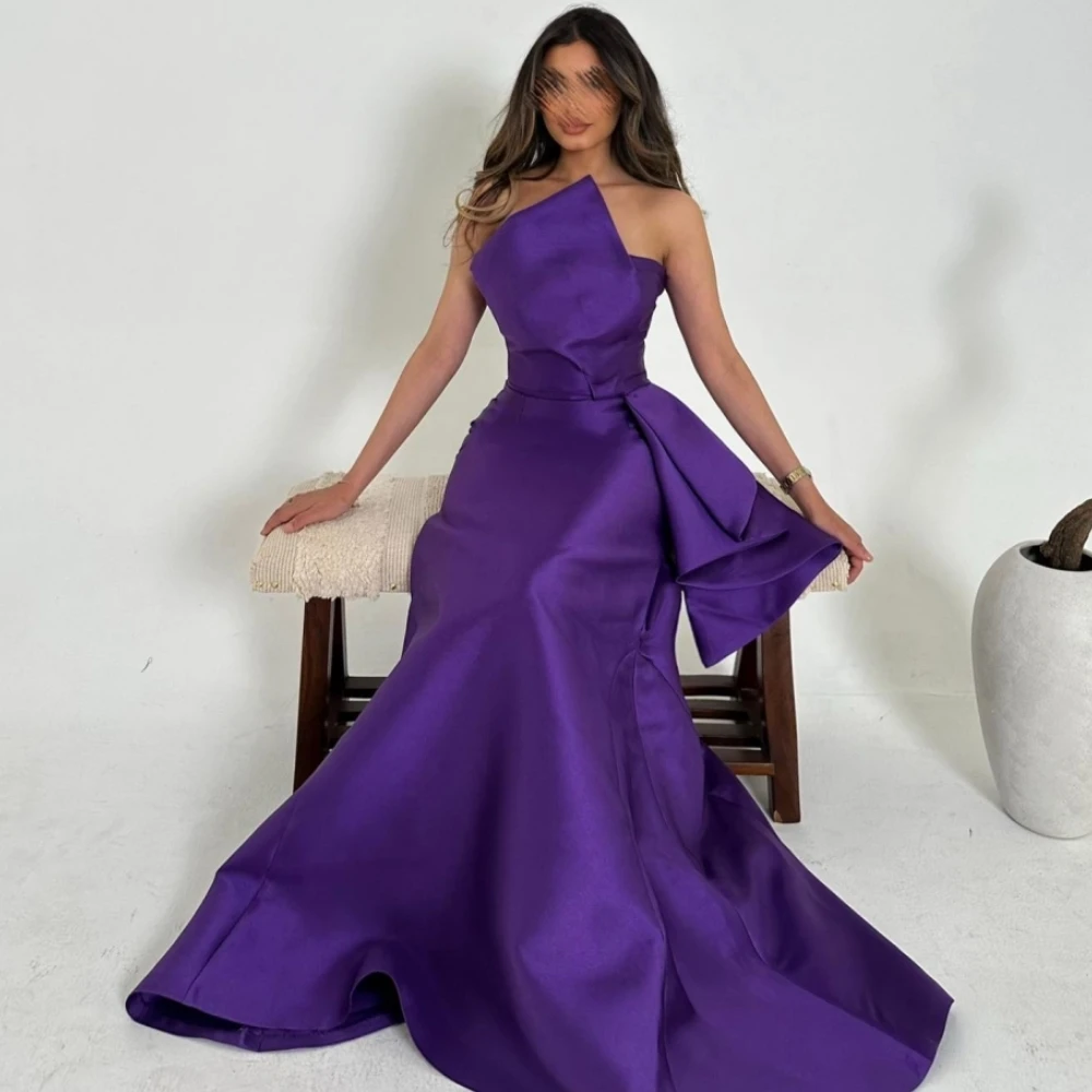 Jiayigong Sparkle  Prom Satin Pleat Wedding Party Mermaid Strapless Bespoke Occasion Gown Long Dresses