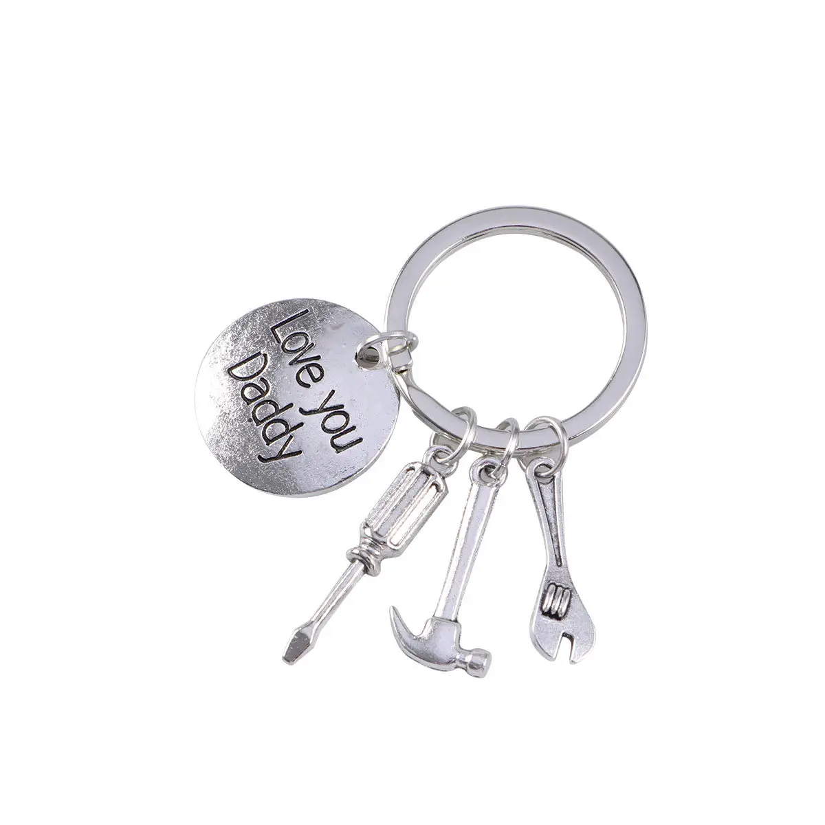 Love You Daddy Alloy Keychain Engraved Repair Tools Design Glossy Keyring Nickel Free Lead Free for Dad Father's Day Gifts