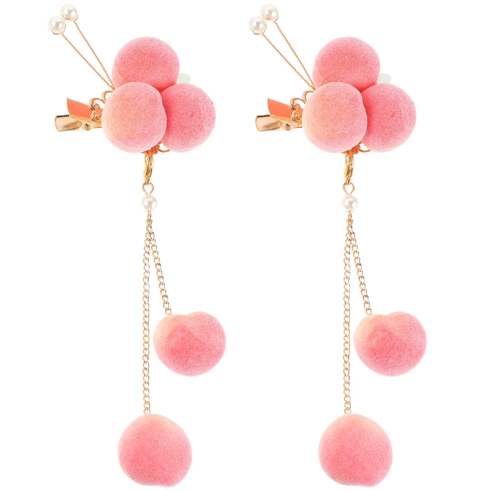 

2Pcs Peach Hair Clips for Women Tassel Hair Accessories Elegant Long Tassel Clip for Wedding Prom Birthday Ceremony Daily Wear
