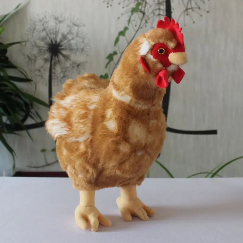 lovely plush simulation chicken toy stuffed yellow chicken doll gift about 33x25cm