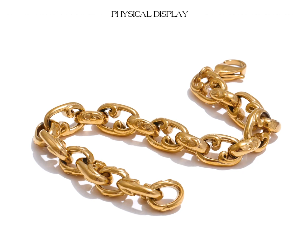 Yhpup 22 cm Edelstahl Kubanische Kette Armband Armreif 18 Karat Gold PVD Überzogene Männer Mode-Statement Hochwertiger Schmuck Wasserdicht – Detail 10
