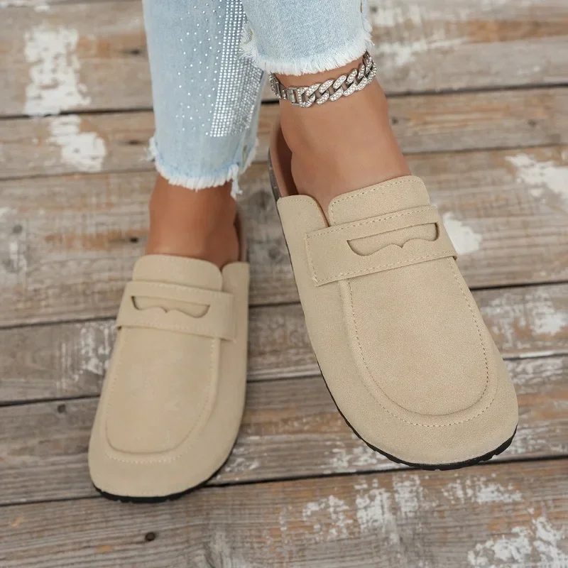 Neue Damen-Clogs, modische Kork-Wildleder-Pantoletten, klassische Kork-Hausschuhe mit rutschfester Sohle für den Außenbereich und Fußgewölbeunterstützung – Detail 6