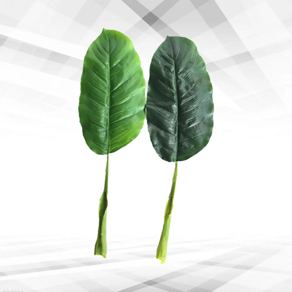 

2Pcs Simulation Green Plant Leaves Plastic Branches Decoration Wedding Home Office Party Photo Props