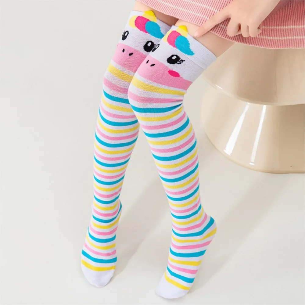 Foreign trade socks children's straight socks unicorn cartoon knee socks children's stockings