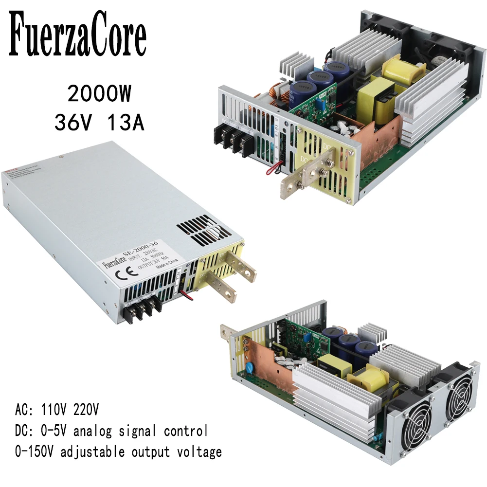 

2000W 36V High Power Supply 0-36V Adjustable 0-5V Analog Signal 110V 220V AC to DC 36VDC Transformer LED Light CCTV Motor Batter