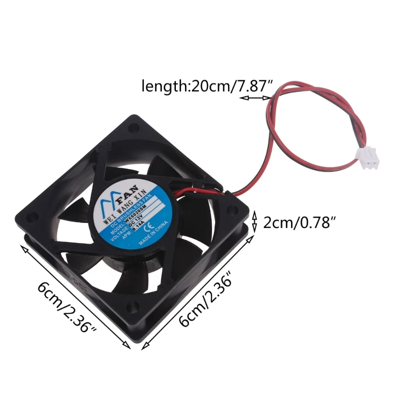 60 มม.Mini Cooling พัดลมแบริ่ง 6020 12V สำหรับ 60X60X20mm Brushless Miner Cooler พัดลมฮีทซิงค์