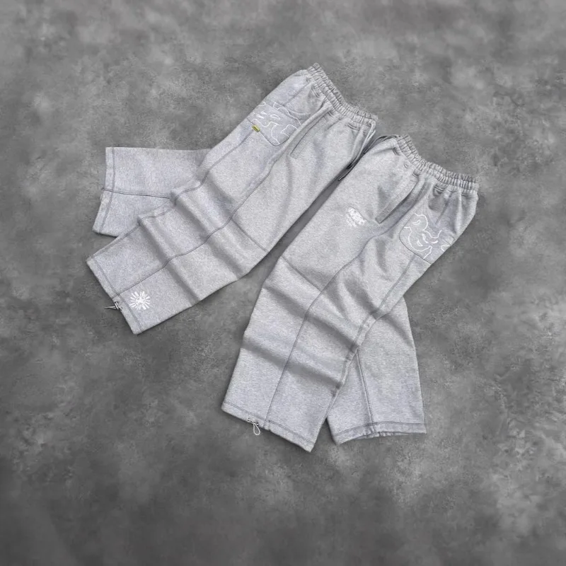 

2026 Autumn Winter Y2KEmbroidered Grey Sweatpants Streetwear Harajuku Style Casual Niche Loose Trendy Brand Pants hoodie for men