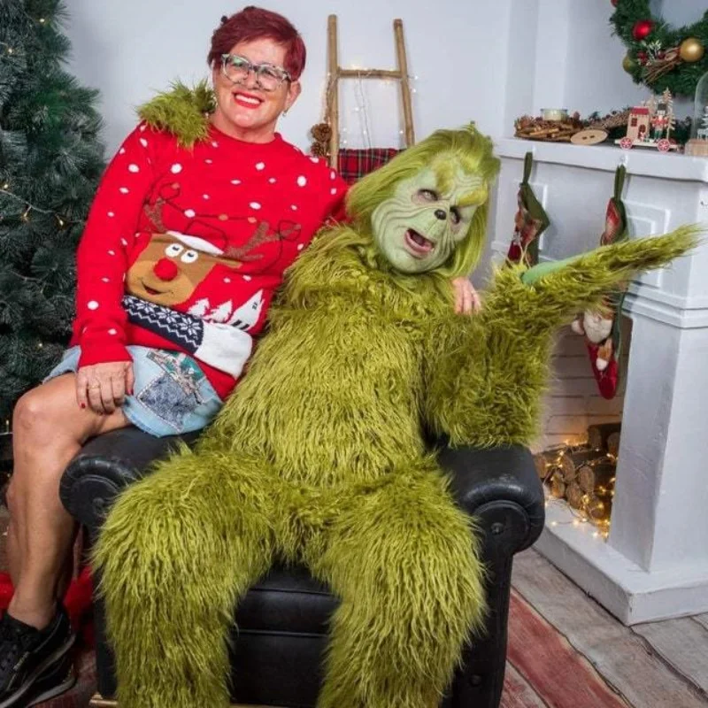 Green Hair Monster Halloween Cosplay Full Body Long Hair Green Camouflage Prop Costume Christmas Prank Show Costume