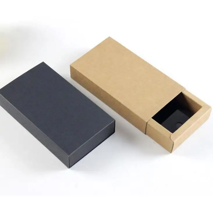 14*7*3cm Black Brown Drawer Shaped Gift Boxes Kraft Paper Cardboard Packaging Box For Bow Tie Accessories Wholesale