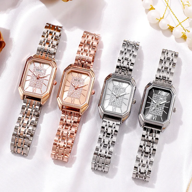 Women Luxury Famous Brand Watches Womens Steel Rectangle Quartz Watch for Women Fashion Dress Watches Relogio Feminino