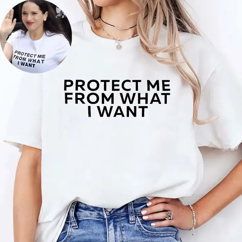 Rosalia Berghain letras camisetas Rosalía me protege de lo que quiero Camiseta de algodón estampada mujeres hombres camiseta verano Top moda Y2K