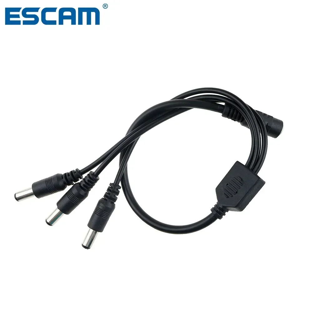 Power Cord Adapter Connector Cable Splitter For CCTV Security Camera LED Strip, 1pcs, 1 DC Female To 3 Male Plug