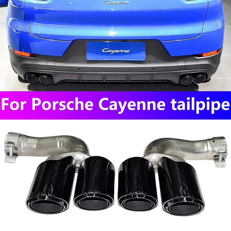 

For 2018 to 2024 Porsche Cayenne 9Y0 exhaust pipe retrofit GTS triple ply black stainless steel muffler nozzle tip