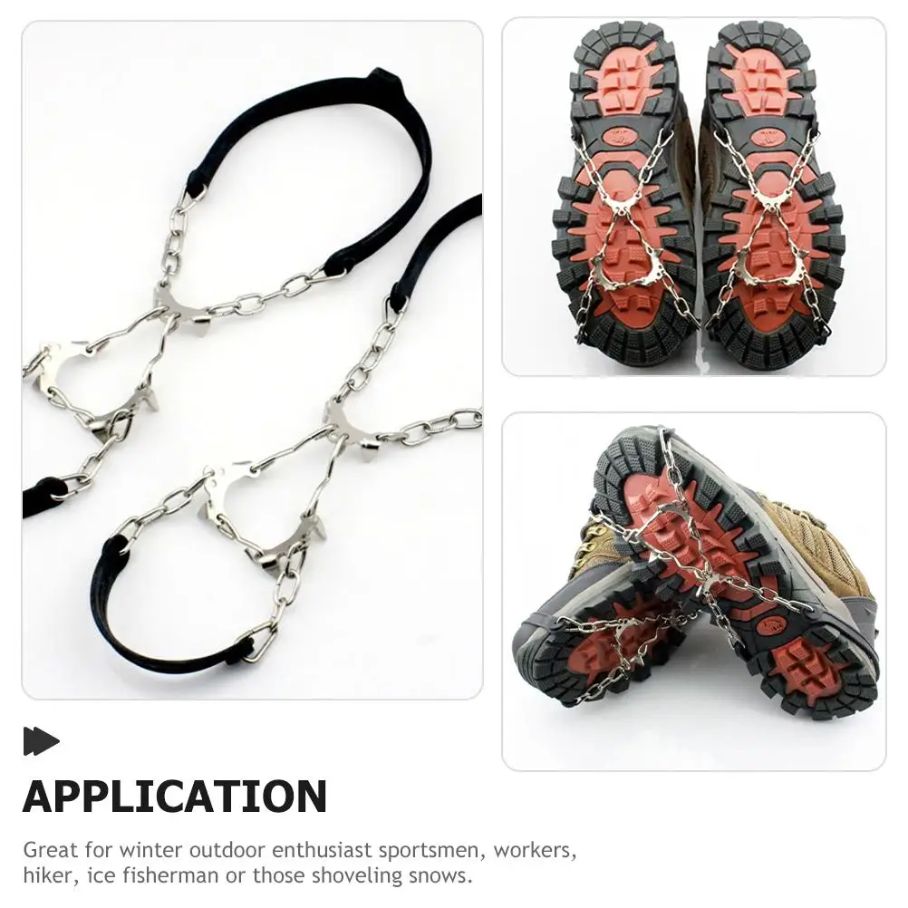 

2 Pcs Ice Crampons for Shoes Boots Non Slip Snow Chains Hiking Spikes Durable Metal High Traction Slope Icy Roads Portable