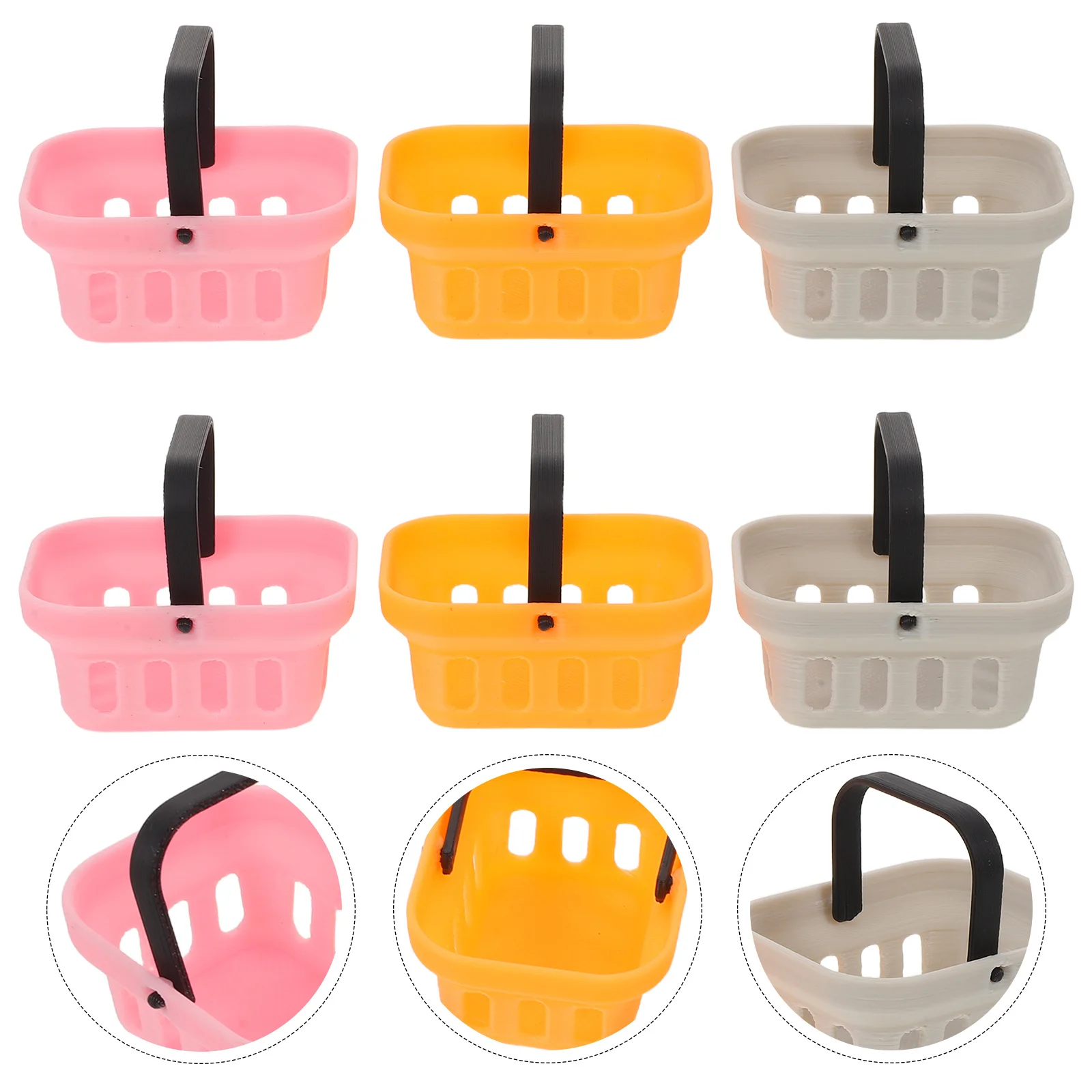 6-delige miniatuur supermarktmandenset Kindveilige mini-kruideniersmand voor fantasiespel keuken Mini-opslag voor poppenhuis