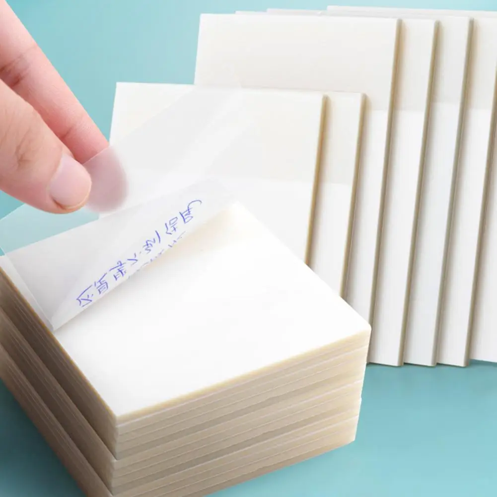 100 Sheets Memo Paper Self-Adhesive PET Portable Clear Writing Sticky Paper   Sticky Paper  Office Supplies