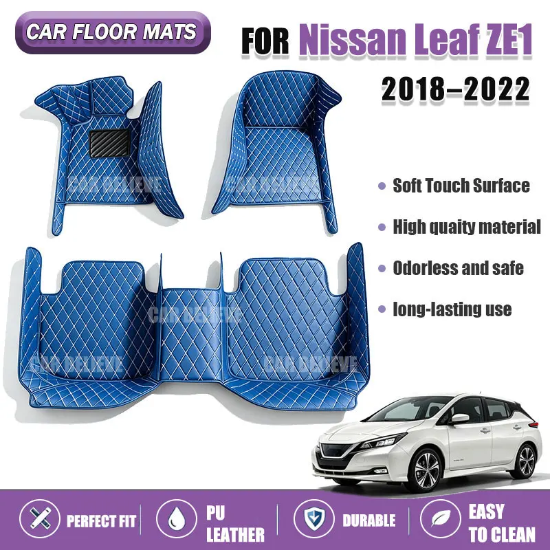 Car Floor Mats Suitable for Nissan Leaf ZE1 2018–2022 Anti slip and wear-resistant PU leather car interior mat