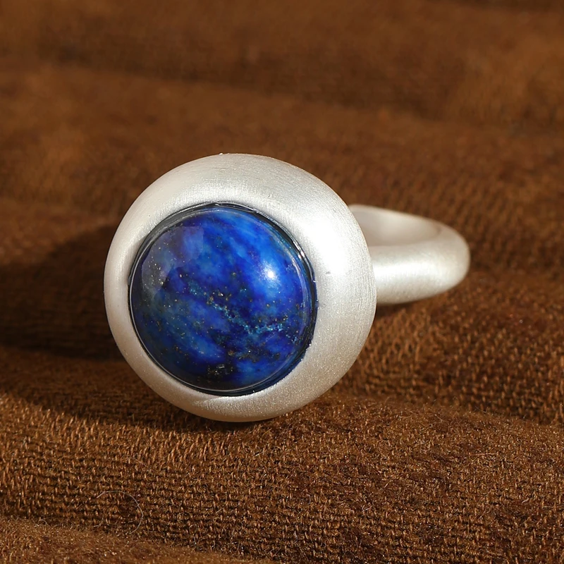 

Vintage Blue Engagement Rings For Woman Lapis Lazuli Natural Stone Round High Quality Silver Color Wedding Jewelry Trends 2025