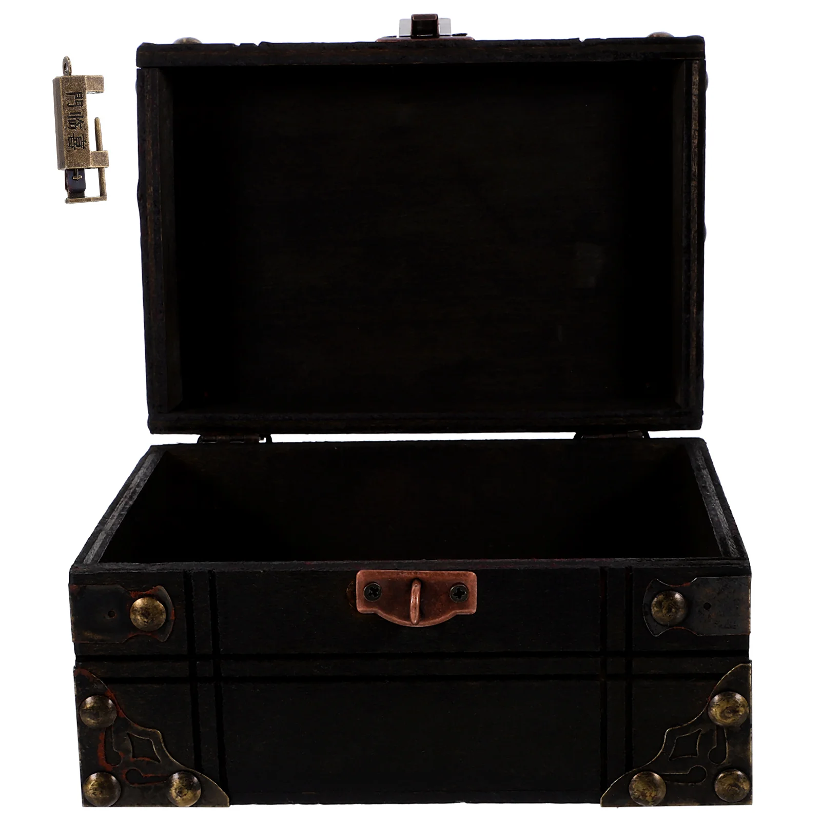 

Vintage Storage Box Retro Treasure Chest Wooden Jewelry Case 6400B-01 A Style Gray Decorative Prop Keepsake Container Household