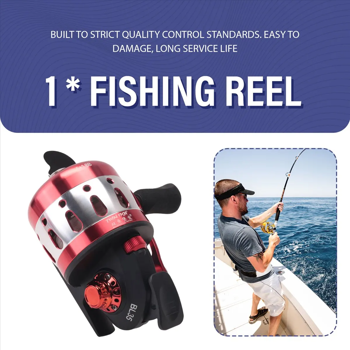 New Arrival Fashion  BL35 Fishing Reel 6+1BB 3.6:1 Gear Compound Closed Metal Coil Wheel Outdoor with Wristband 5 PE Line 55M Re