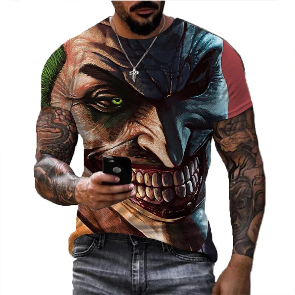 2023 Fashion 3D T Shirt For Men Joker Print  Casual O-neck Short Sleeve Tees Funny Hip Hop Anime Harajuku tops