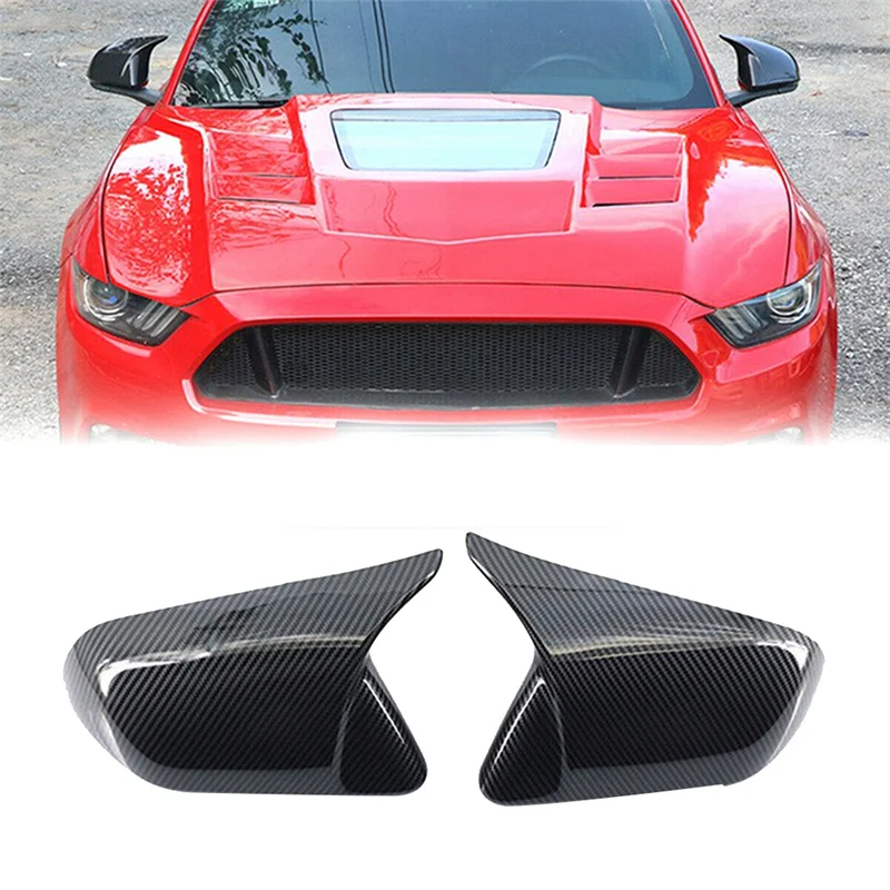

NEW-Gloss Black Horn Style Side Door Rearview Mirror Cover Trim Shells Cap Replacement Parts Accessories For Ford Mustang 2015-2
