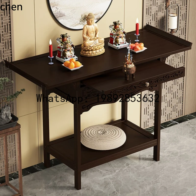 ZZ 27 Buddhist Altar New Chinese Style Standing Cabinet God of Wealth Bodhisattva Buddha Statue Worship Table Home Simple