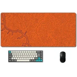 Orange black line mouse pad 900x400 non-slip wear-resistant rubber bottom with stitched edge keyboard mat suitable for office