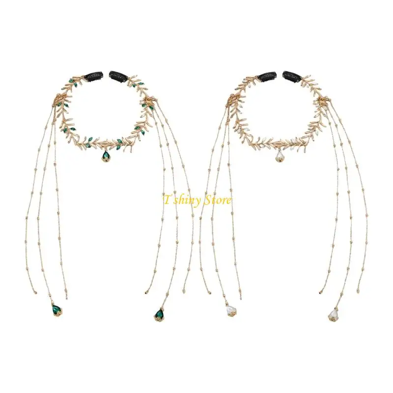 

N58F Adjustable Golden Crystal Chain Face Jewelry For Weddings Photographic Props And Celebrity Strong Hair Accessory