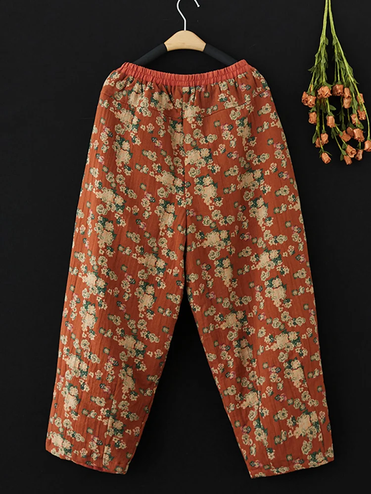 Retro Flutton dames dunne katoenen linnen lantaarnbroek Casual Negen Punten Harlan-broek Hoge taille lange broek