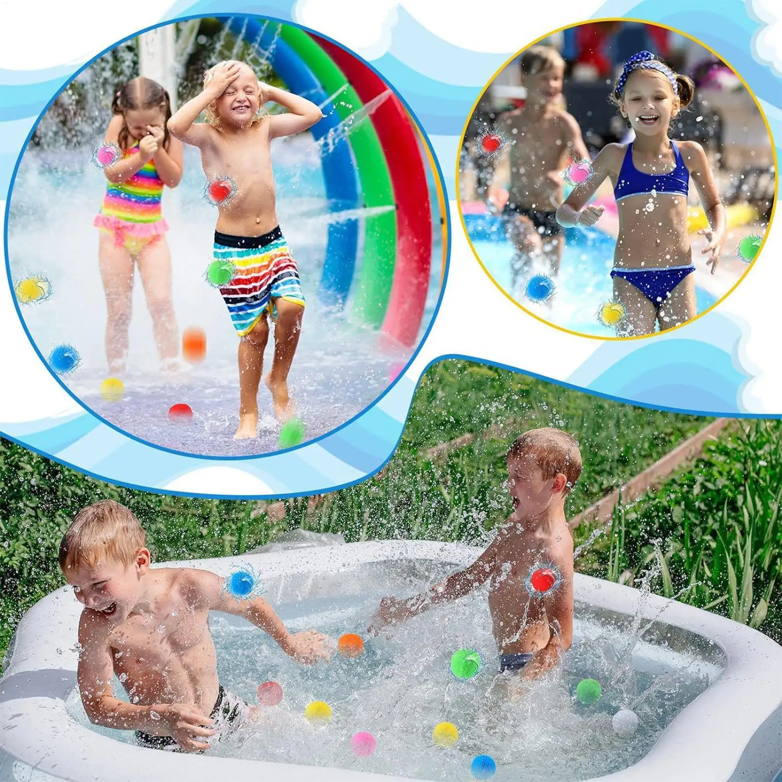 60PCS Outdoor Sport Ball Colorful Soft Water Swim Pool Ocean Wave Ball Baby Eco-Friendly Stress Air Ball Tent Toys - view 5