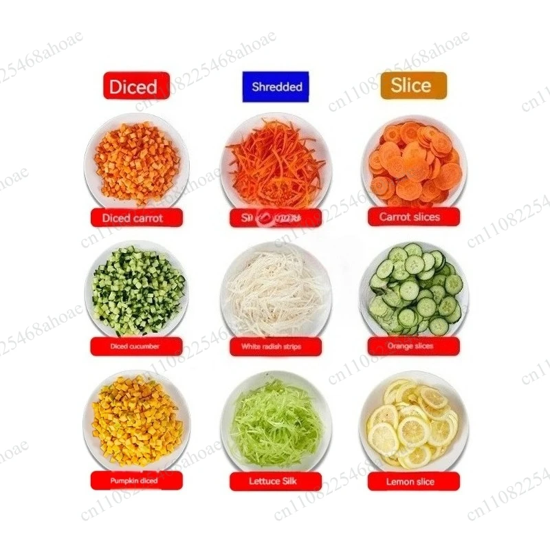 Onion granule cube cutting machine, fruit chopper, food processing, electric vegetable cutting, carrot and potato cutting