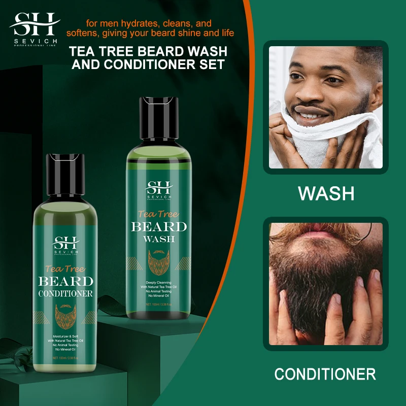 Men Organic Natural Beard Care Set Mild Not Irritate Beard Growth Shampoo Styling Moisturizing Beard Conditioner Beard Care Kit