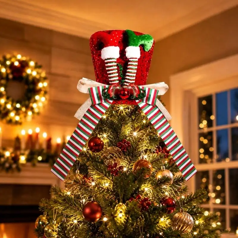 Weihnachtsbaum-Akzent-Elfe aus weichem Stoff für die Innendekoration 3XUF – Detail 2