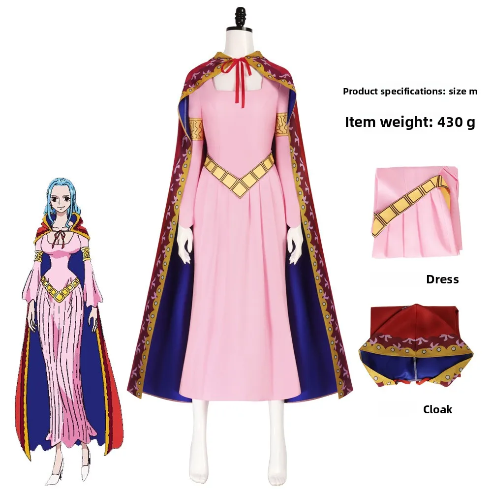 

Anime Nefertari Vivi Cosplay Costume, Princess Vivi Cosplay Pink Dress Cape, Christmas Carnival Halloween Party Costume
