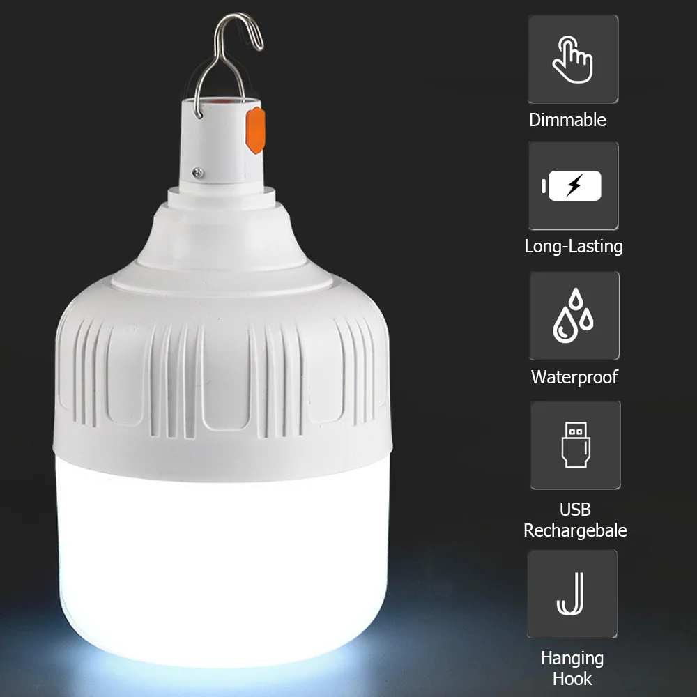 

Светодиодный светильник для кемпинга 20 Вт 40 Вт 80 Вт Портативная аварийная лампа Водонепроницаемая 360 ° Освещение на открытом воздухе для лагеря, яркие фонари с регулируемой яркостью