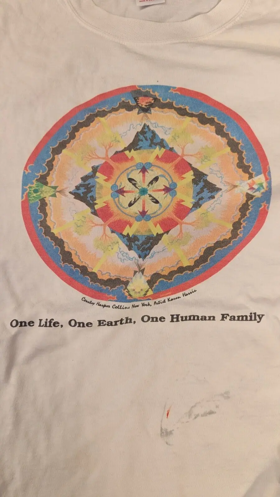 Vintage 90s karen harris art one life one earth one human family Jerseys Sz L