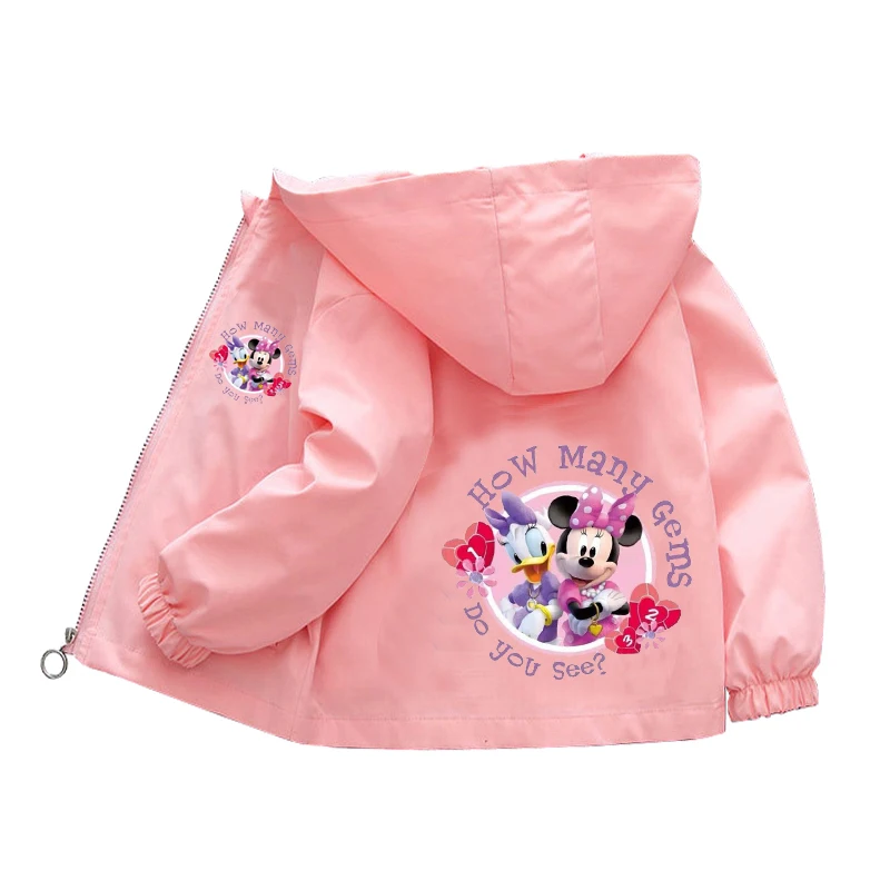 2024 Spring Autumn Baby Girl Minnie Jacket Kids Toddler With Hooded Collar Long Sleeve Fashion Casual Clothing Girls Elsa Coat