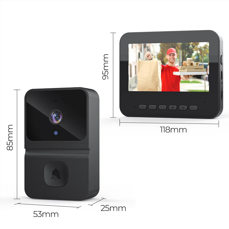 4.3Inch WiFi Video Doorbell Wireless Two Way Intercom Infrared Doorbell Camera Smart Home Security Night Vision Visual Door Bell