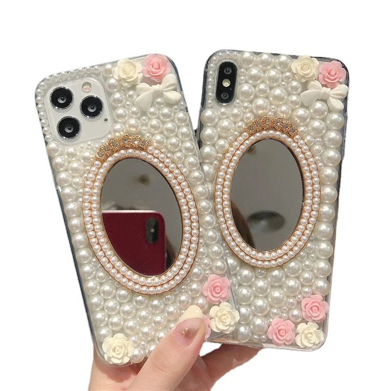 

Luxury 3D Diamond Bling Phone Cover, Pearl Mirror Cases for Samsung Galaxy S24, S22, S20, S21, S23 FE, S10 Plus, Note 20 Ultra