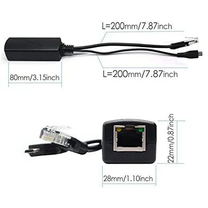 Poe الفاصل مع 2x مايكرو usb ، 48 فولت إلى 5 فولت 2a/3a ، usb صغير امدادات الطاقة ، مع شحن الهواتف الذكية