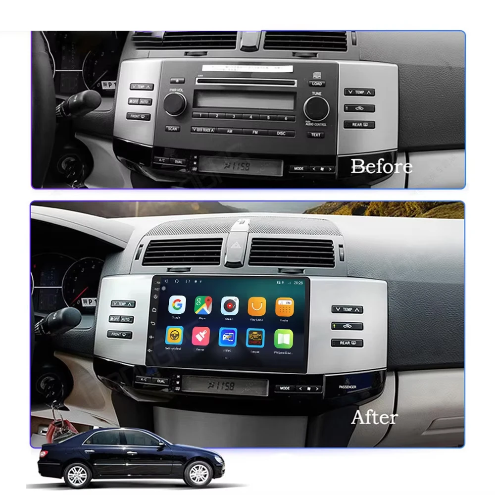 Android Carplay Car Radio For Toyota Reiz Mark X 2005 2006 - 2009 Auto Player Multimedia Player Stereo DSP QLED Screen 5G WIFI view 2