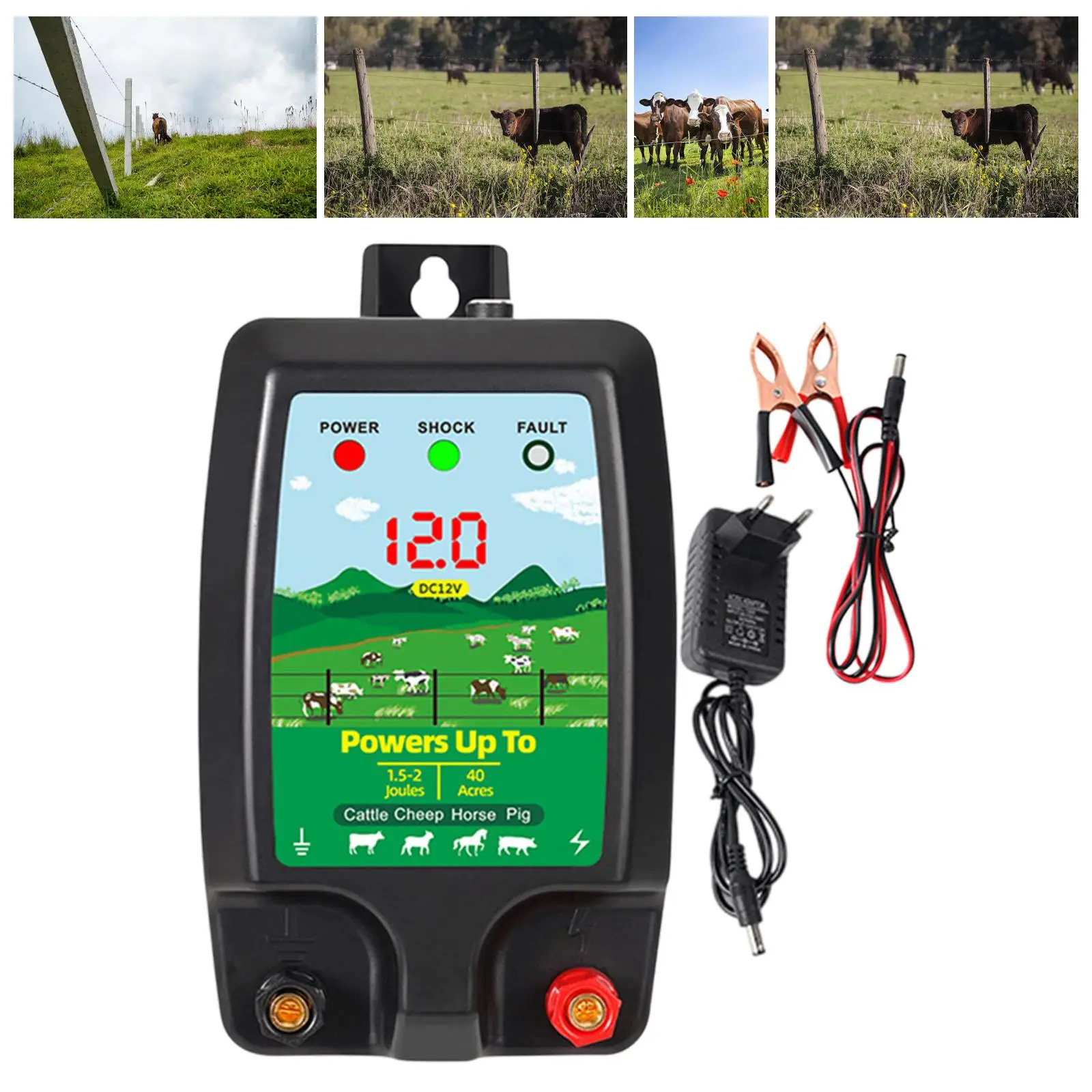 

Electric Fence Energizer Lightweight Easy to Use Electric Fence Charger Livestock Supplies for Lawn Farm Cattle Poultry Garden